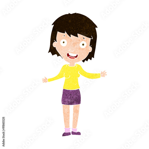 cartoon excited woman