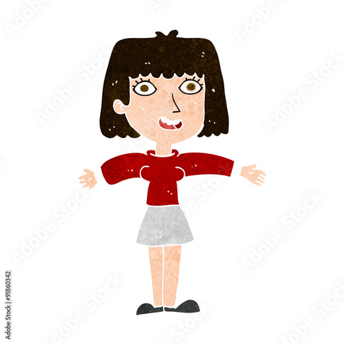 cartoon excited woman