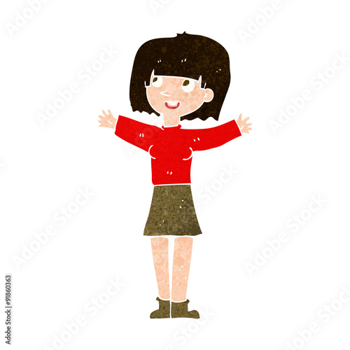 cartoon excited woman