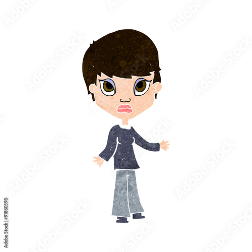 cartoon woman shrugging shoulders