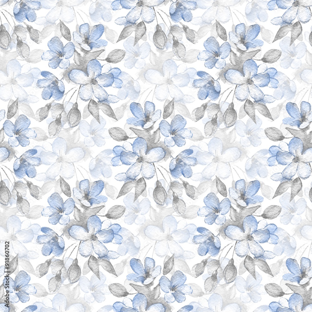 Fototapeta Seamless pattern with delicate flowers. Watercolor background 7