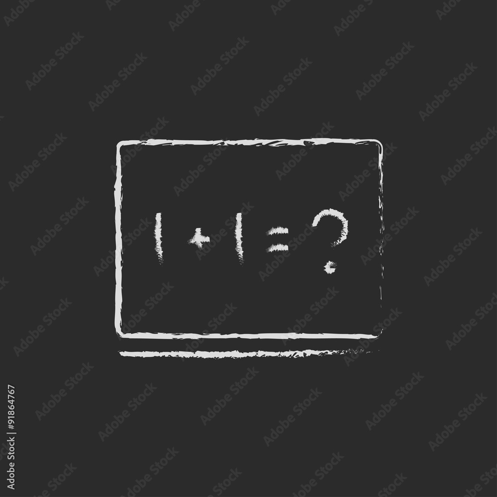 Maths example on the blackboard icon drawn in chalk. Maths example on the blackboard icon drawn in chalk.