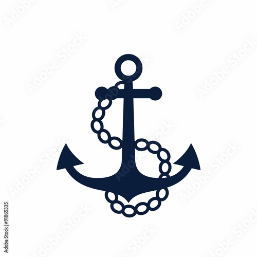 Old anchor with chains. Vector illustration.