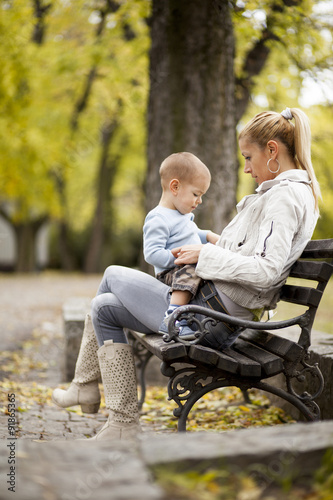 Mother and son in the autum...