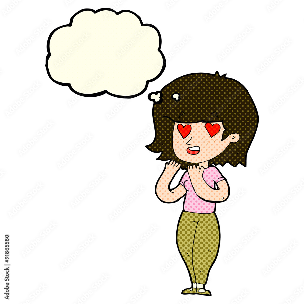 cartoon woman in love with thought bubble cartoon woman in love with thought bubble