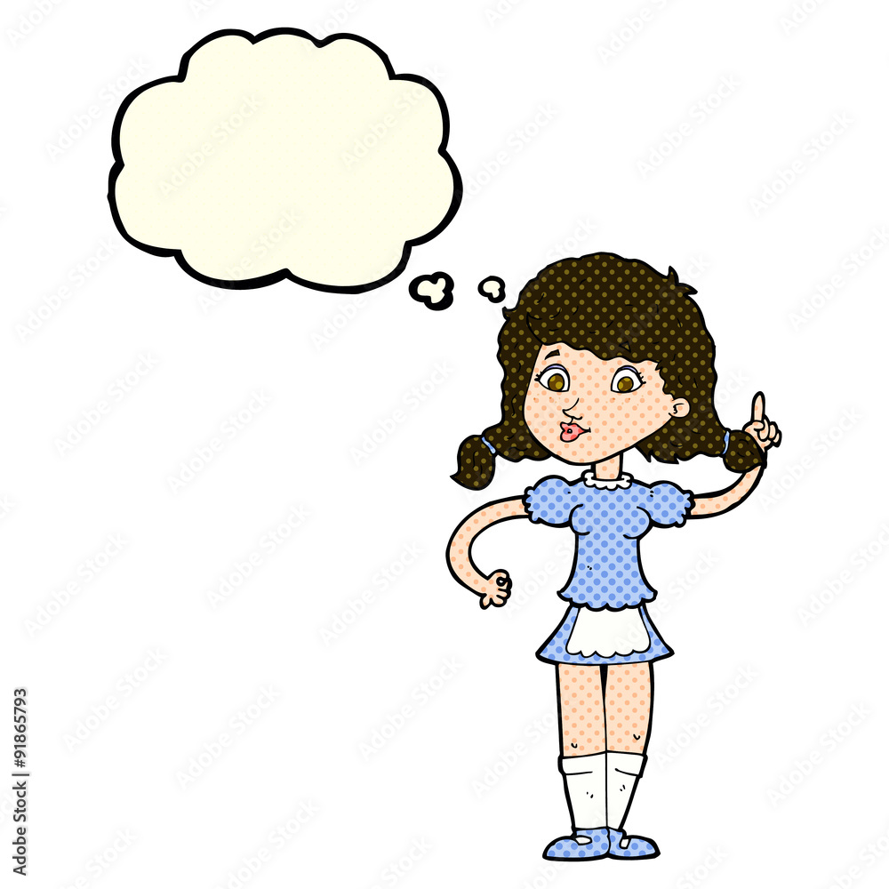 cartoon pretty maid woman with thought bubble cartoon pretty maid woman with thought bubble