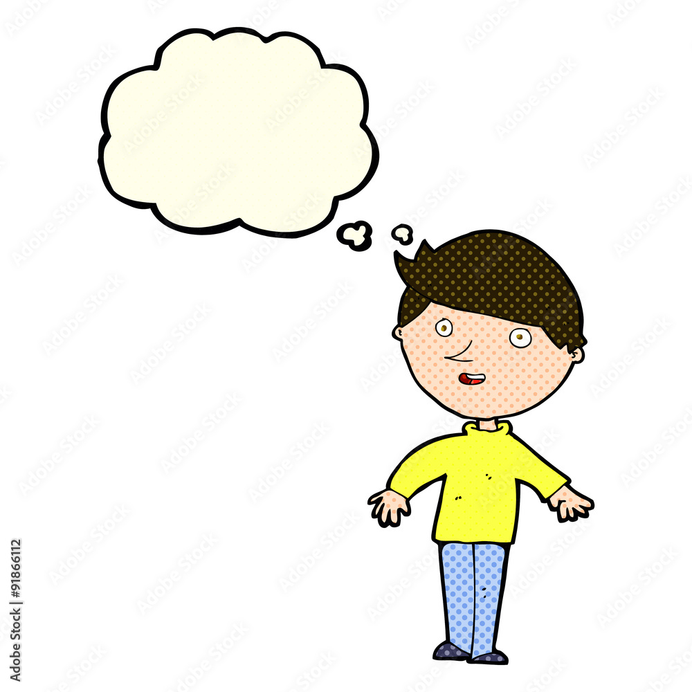 cartoon happy man with thought bubble cartoon happy man with thought bubble