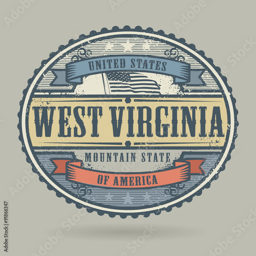 Stamp with the text United States of America, West Virginia