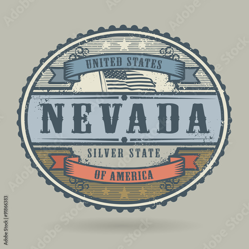 Vintage stamp with the text United States of America, Nevada