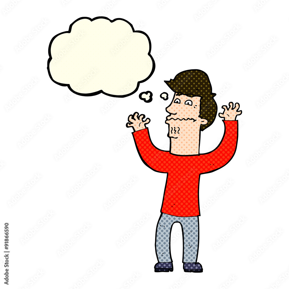 cartoon nervous man with thought bubble cartoon nervous man with thought bubble