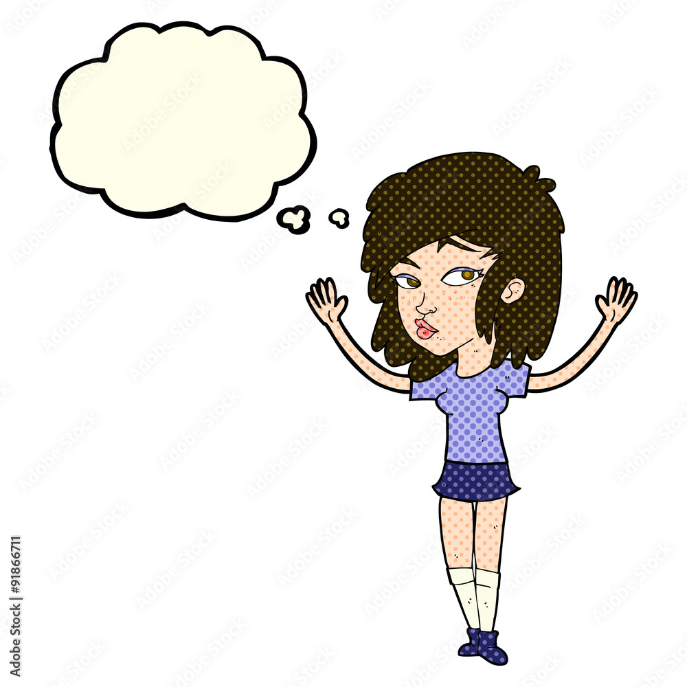 cartoon pretty girl with thought bubble cartoon pretty girl with thought bubble