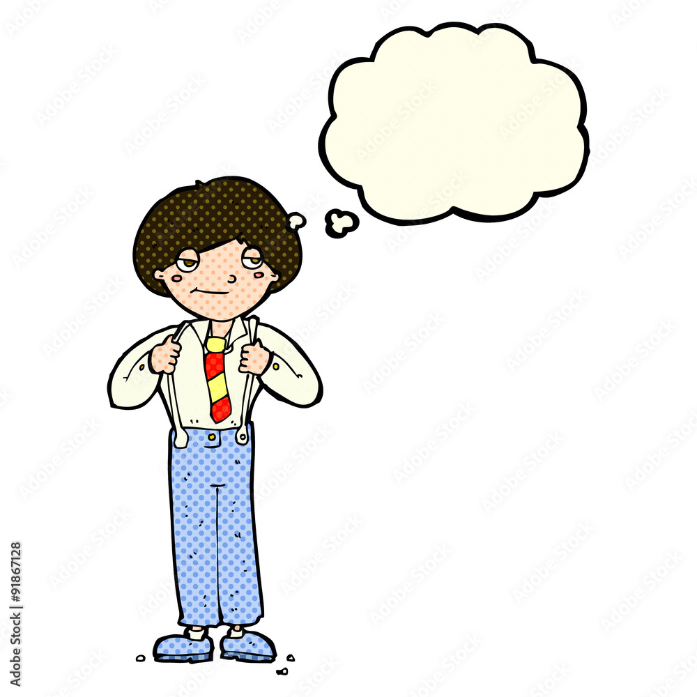 cartoon man wearing braces with thought bubble cartoon man wearing braces with thought bubble