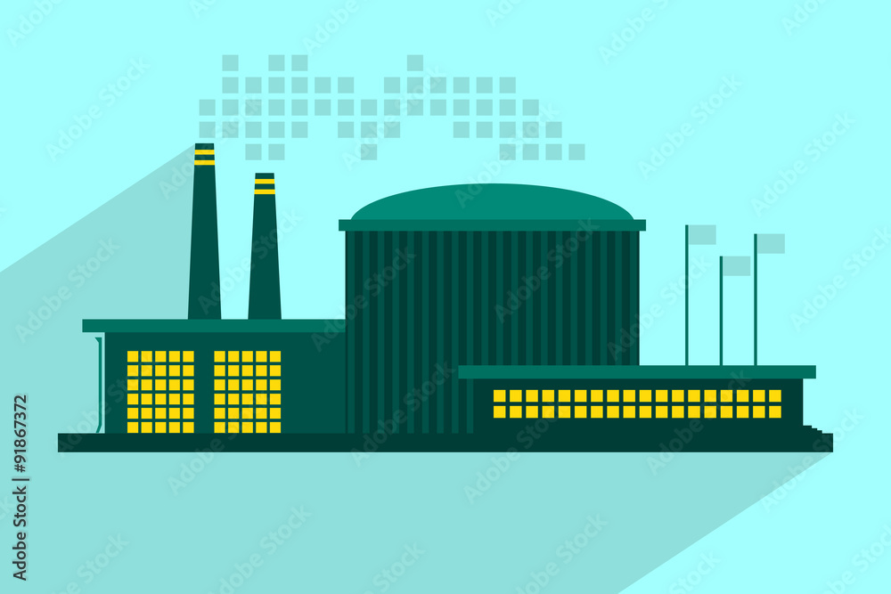 Obraz premium Illustration of industrial power plant in flat style.