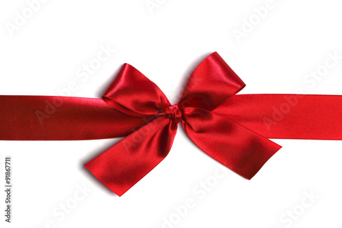 Decorative red satin bow