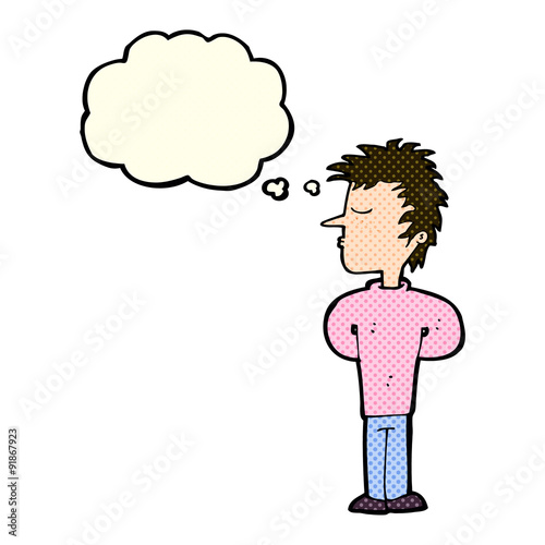 cartoon man ignoring with thought bubble
