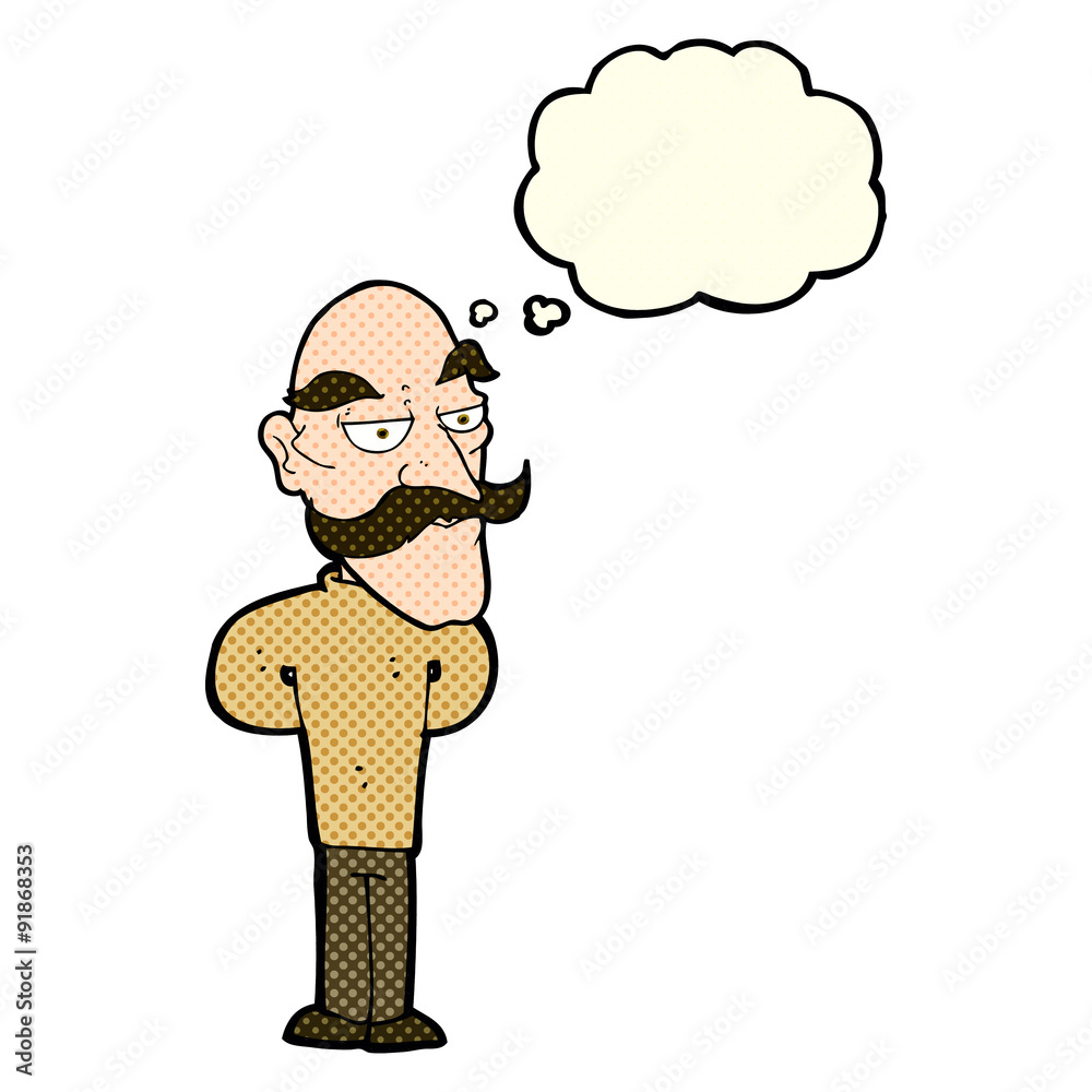 cartoon old man with mustache with thought bubble cartoon old man with mustache with thought bubble