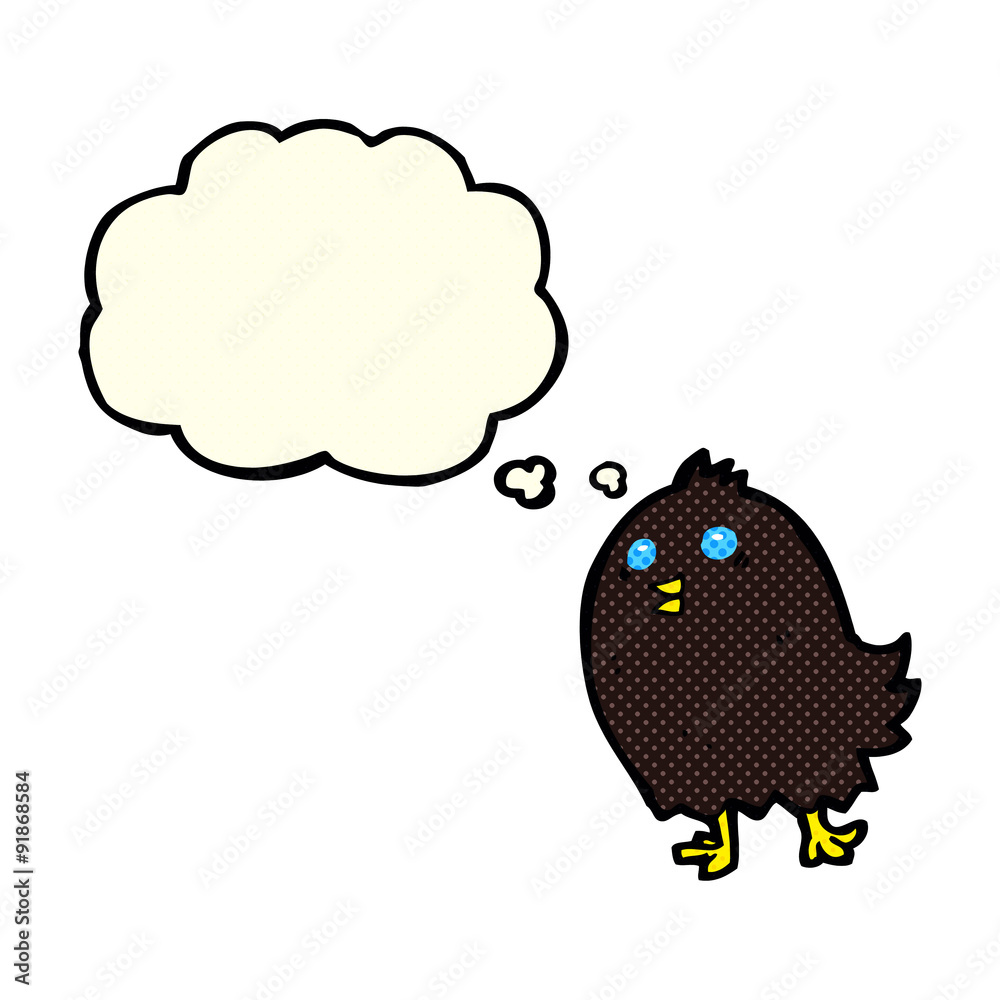 cartoon spooky black bird with thought bubble cartoon spooky black bird with thought bubble
