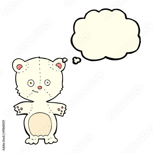 cartoon happy polar bear with thought bubble