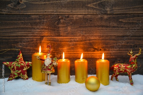 goldene Adventskerzen - Wei...