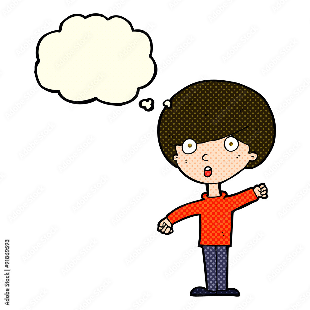 cartoon shocked boy with thought bubble cartoon shocked boy with thought bubble