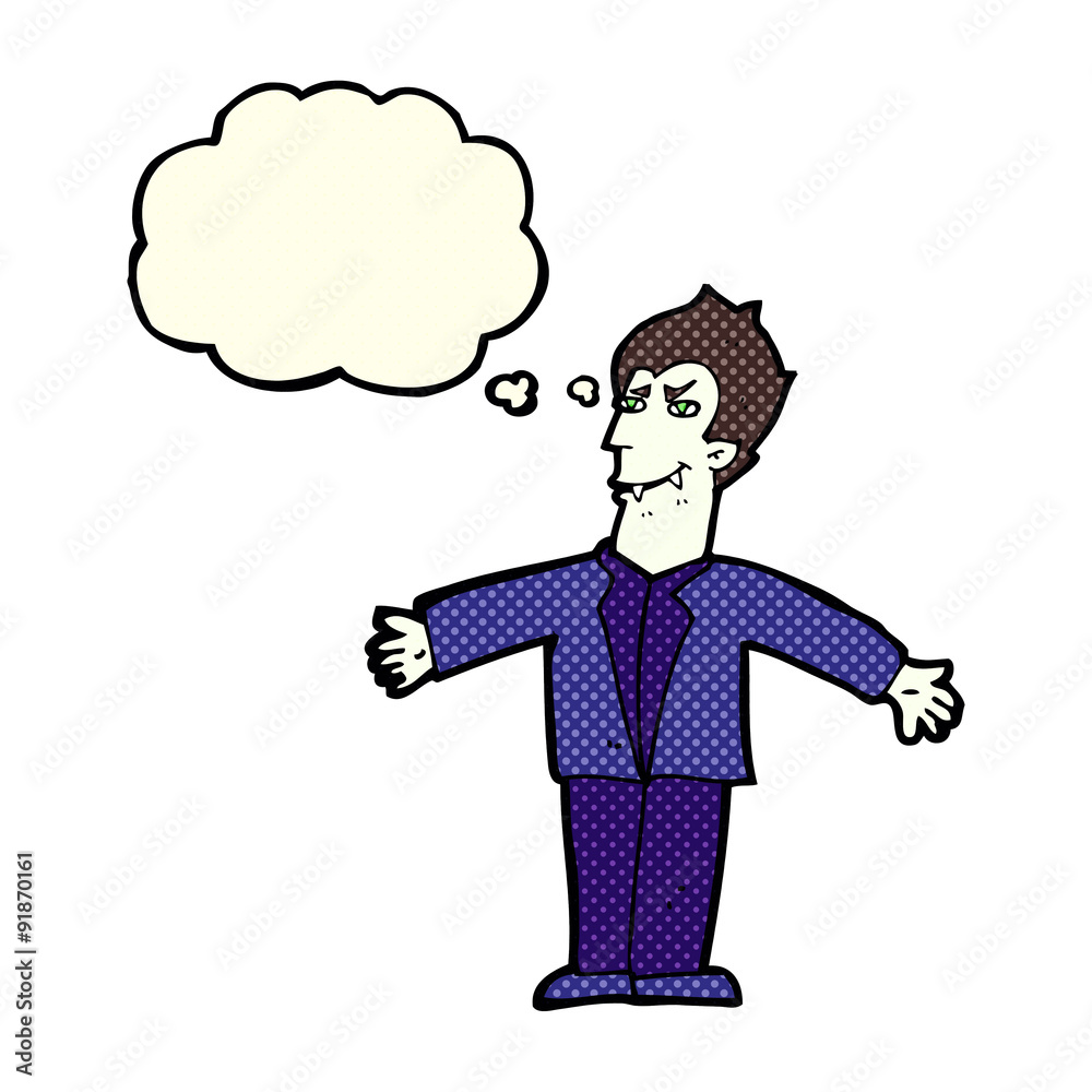 cartoon vampire man with open arms with thought bubble cartoon vampire man with open arms with thought bubble