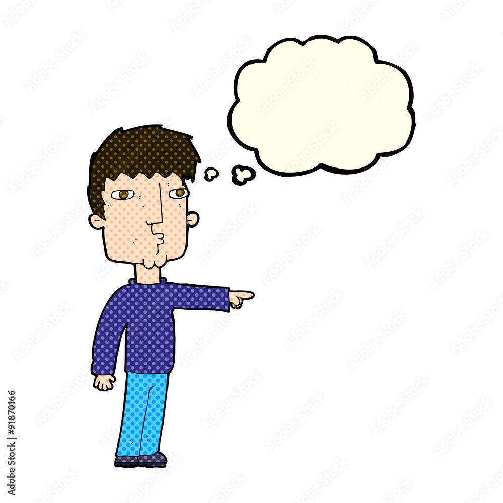 cartoon pointing man with thought bubble cartoon pointing man with thought bubble