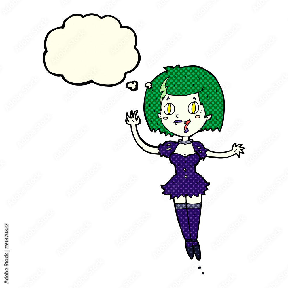 cartoon happy vampire girl with thought bubble cartoon happy vampire girl with thought bubble