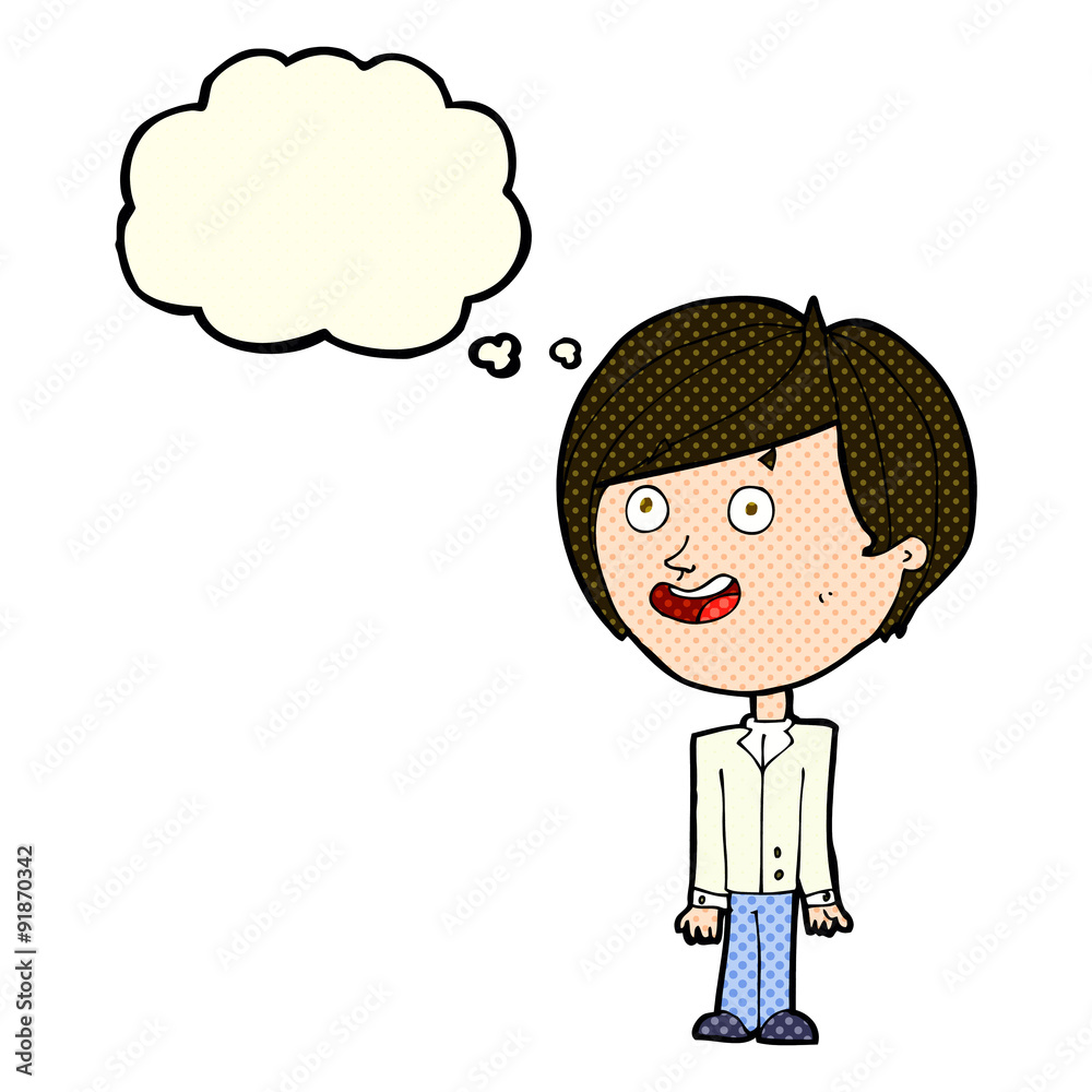 cartoon happy surprised boy with thought bubble cartoon happy surprised boy with thought bubble