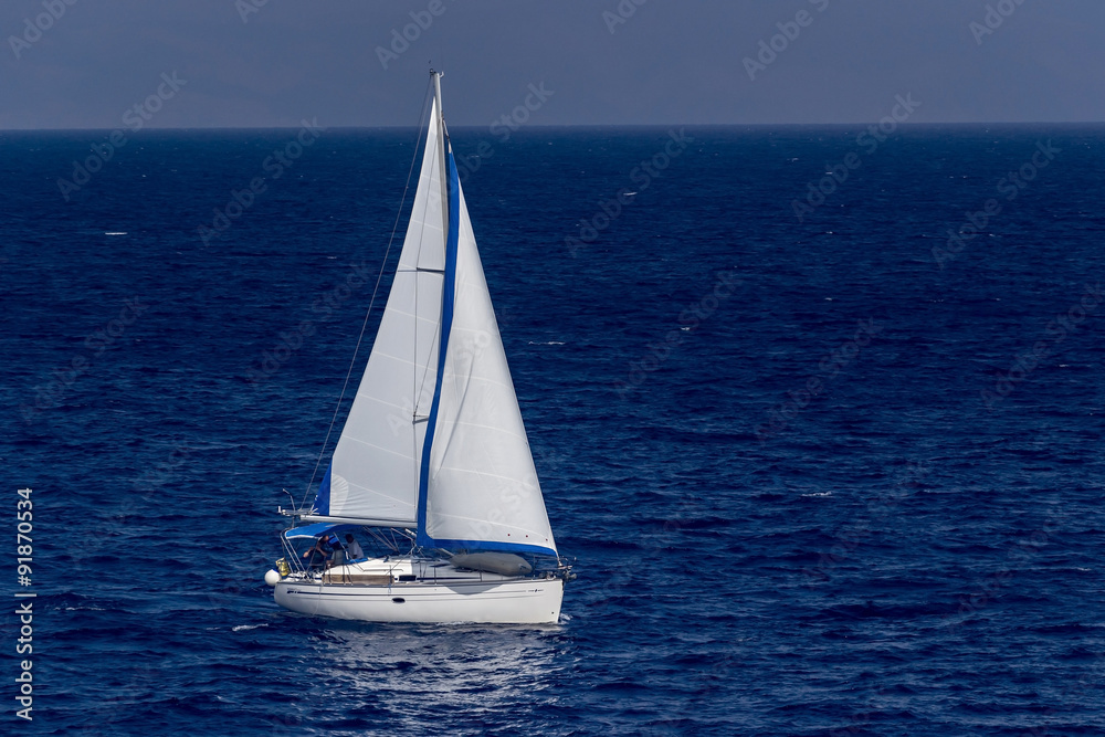 Sailing yacht in the Aegean sea, Greece