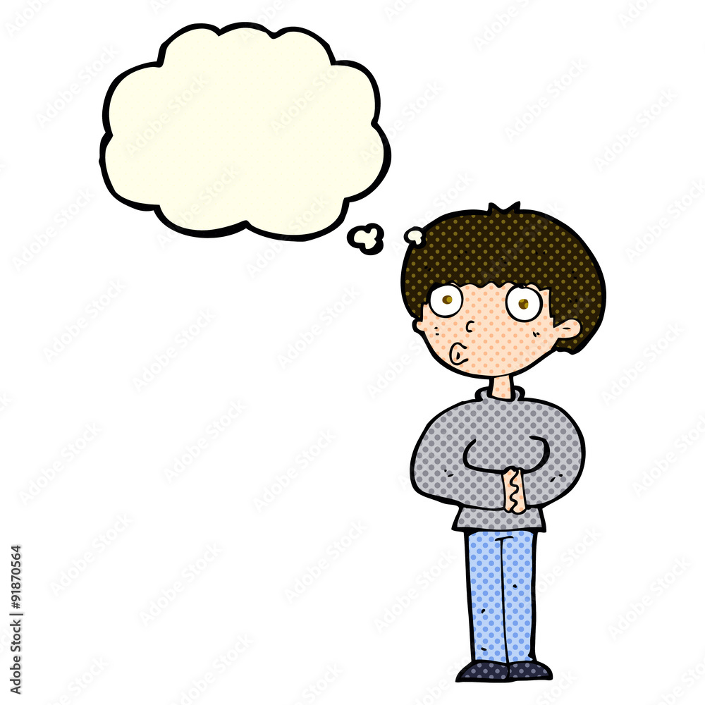 cartoon curious man with thought bubble cartoon curious man with thought bubble