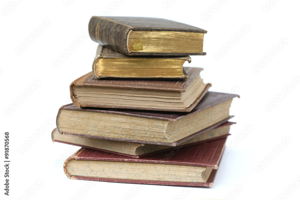 old books isolated on white. old books isolated on white.