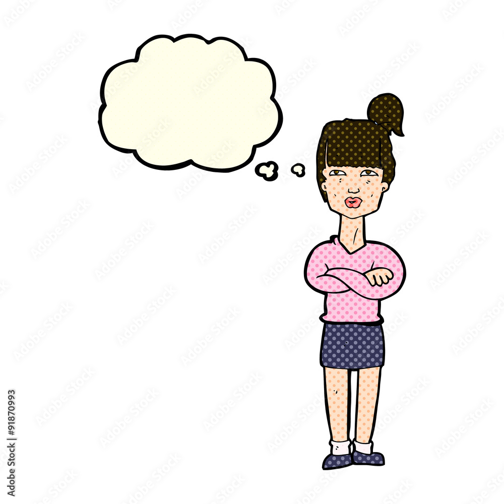 cartoon annoyed woman with thought bubble cartoon annoyed woman with thought bubble