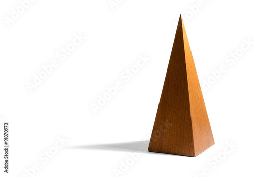 Fotografie Tall, Skinny Wooden Pyramid on White Background