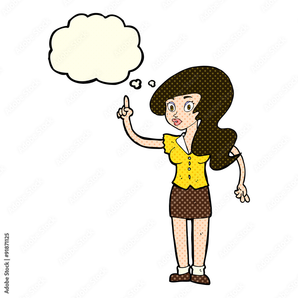 cartoon pretty woman with idea with thought bubble cartoon pretty woman with idea with thought bubble
