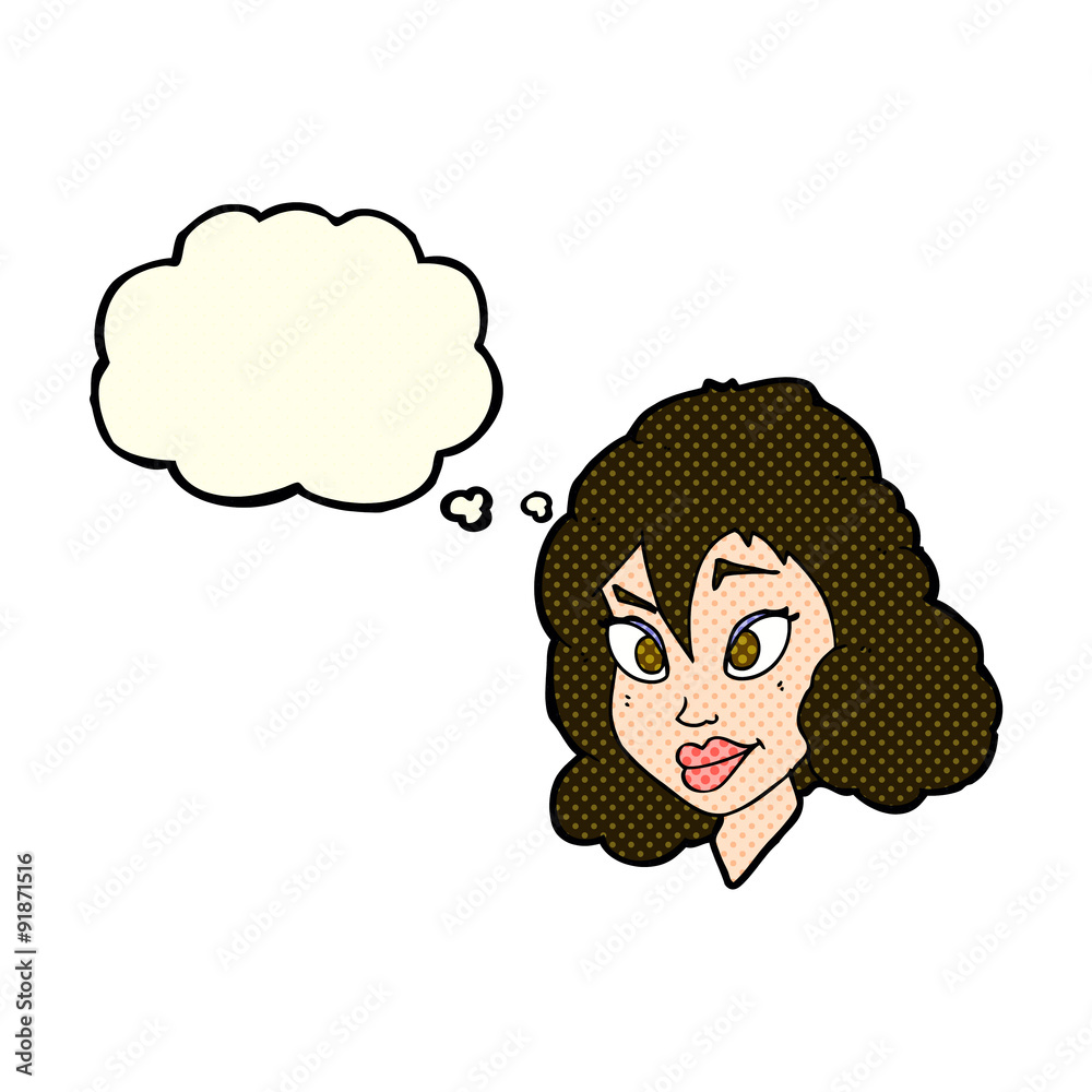 cartoon pretty woman with thought bubble cartoon pretty woman with thought bubble