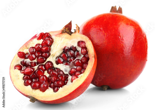 Juicy pomegranate isolated on white