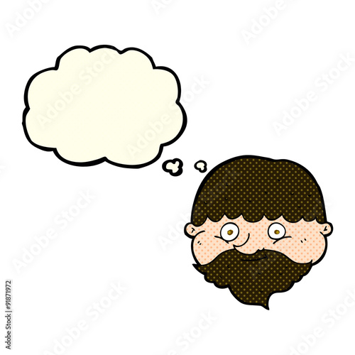 cartoon bearded man with thought bubble