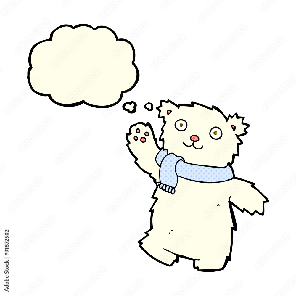 cartoon teddy bear wearing scarf with thought bubble cartoon teddy bear wearing scarf with thought bubble