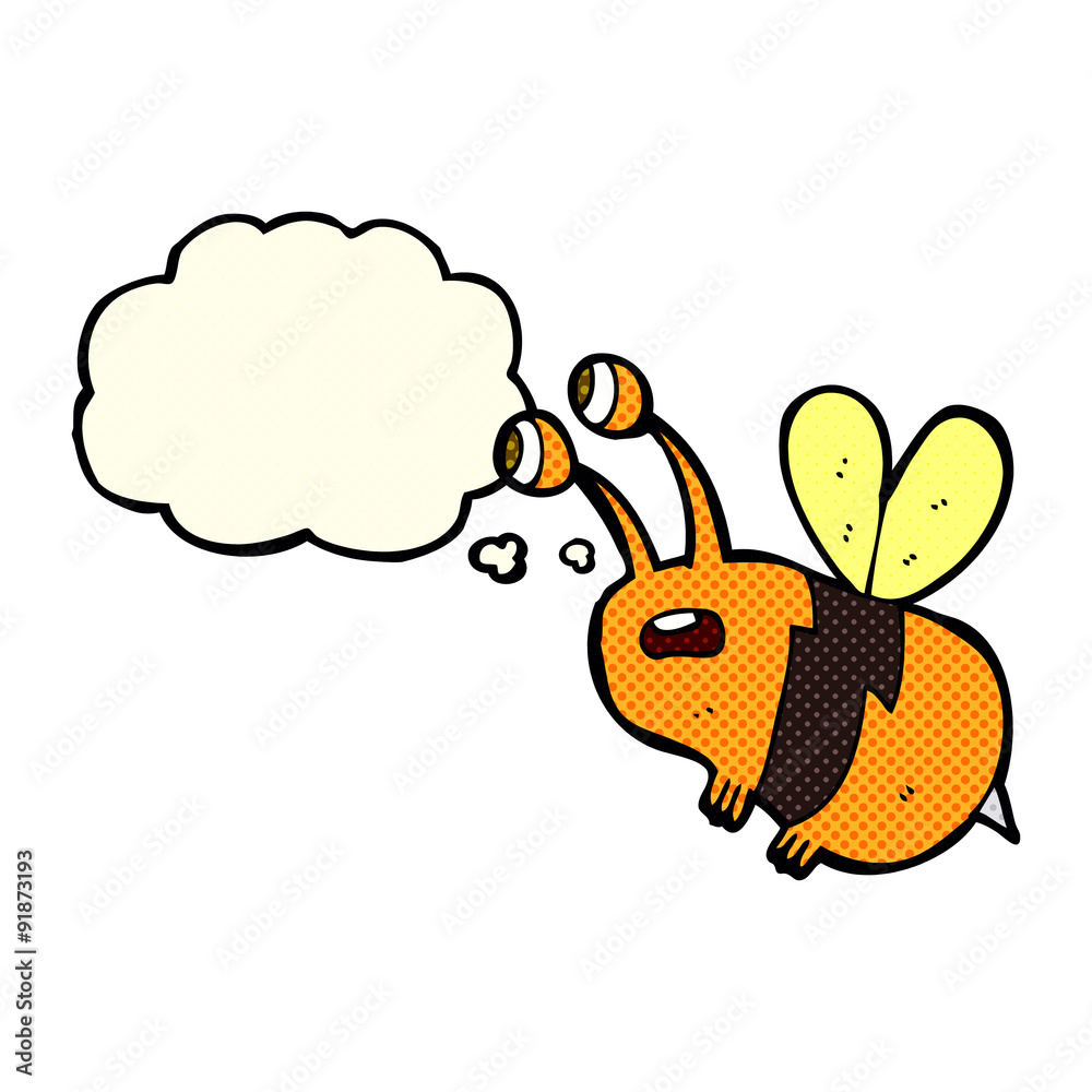 cartoon frightened bee with thought bubble cartoon frightened bee with thought bubble