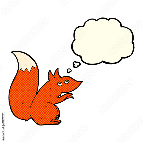 cartoon red squirrel with thought bubble