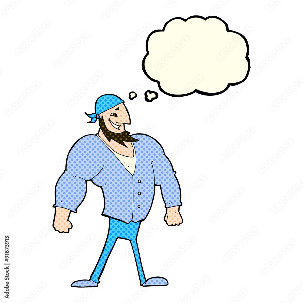 cartoon manly sailor man with thought bubble cartoon manly sailor man with thought bubble