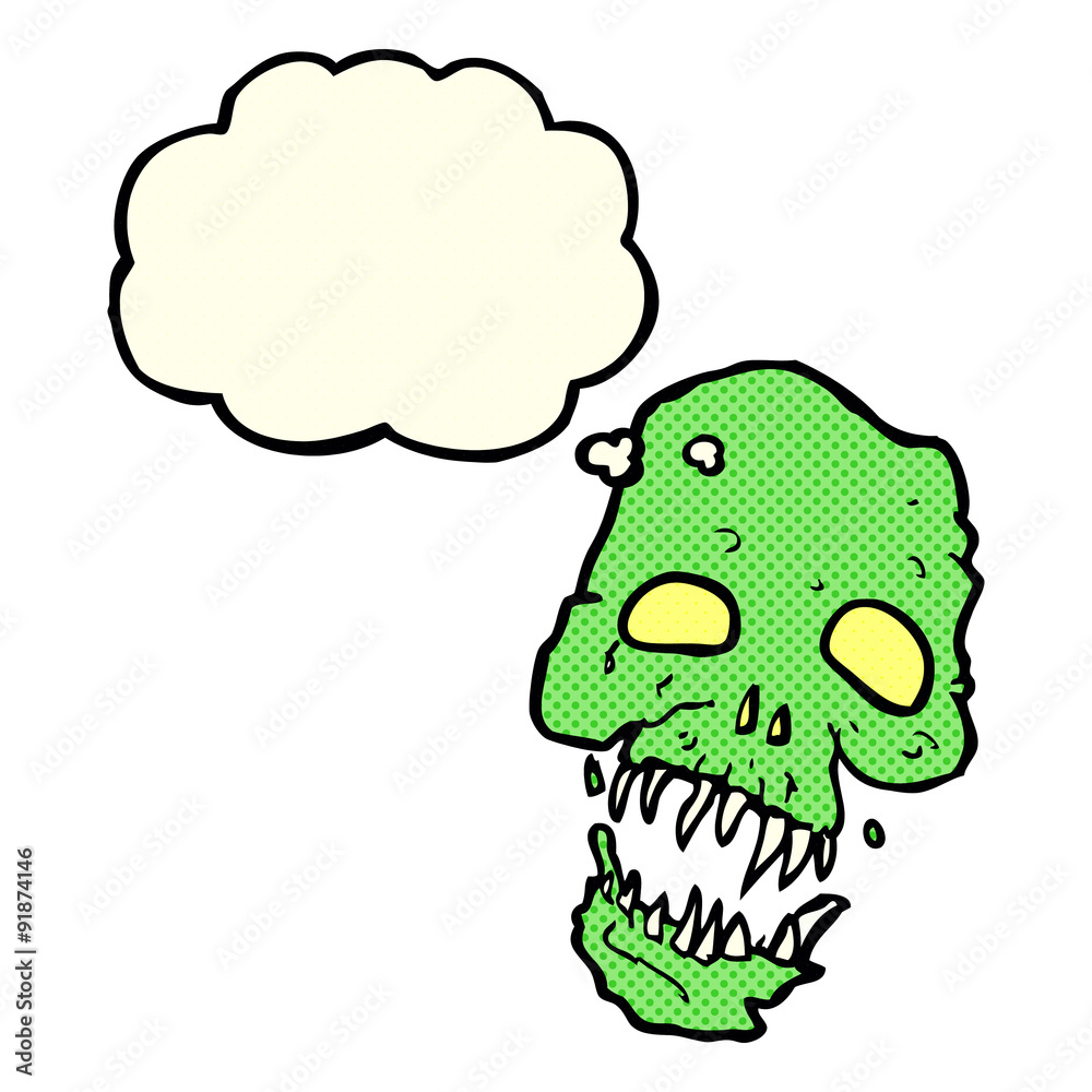 cartoon scary skull with thought bubble cartoon scary skull with thought bubble