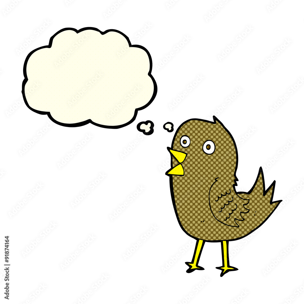 cartoon tweeting bird with thought bubble cartoon tweeting bird with thought bubble