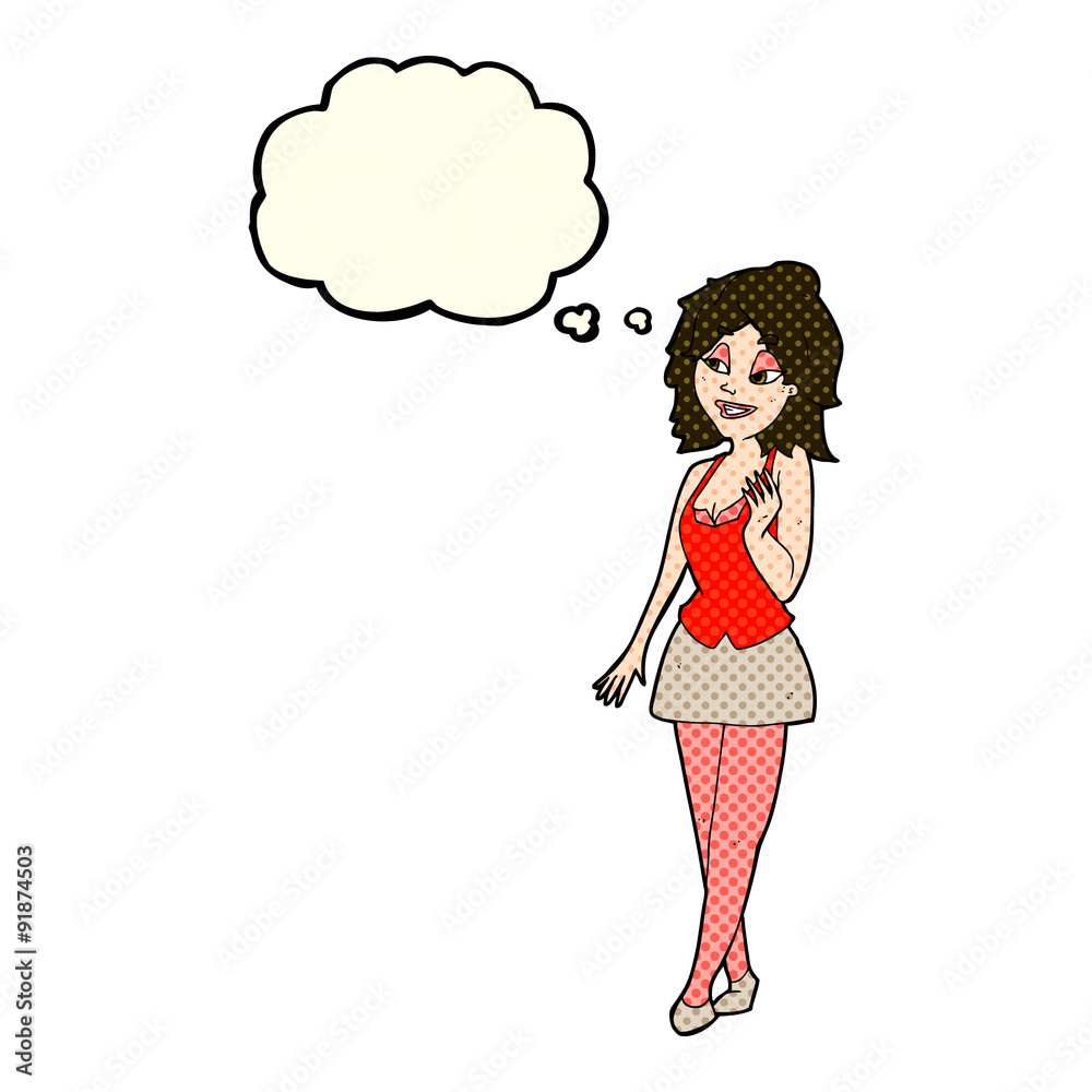 cartoon attractive office woman with thought bubble cartoon attractive office woman with thought bubble
