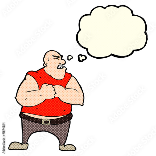 cartoon violent man with thought bubble