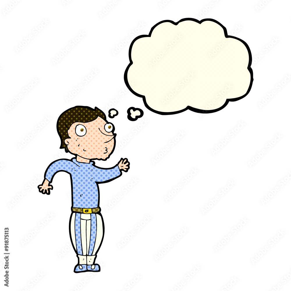 cartoon man in loud clothes with thought bubble cartoon man in loud clothes with thought bubble