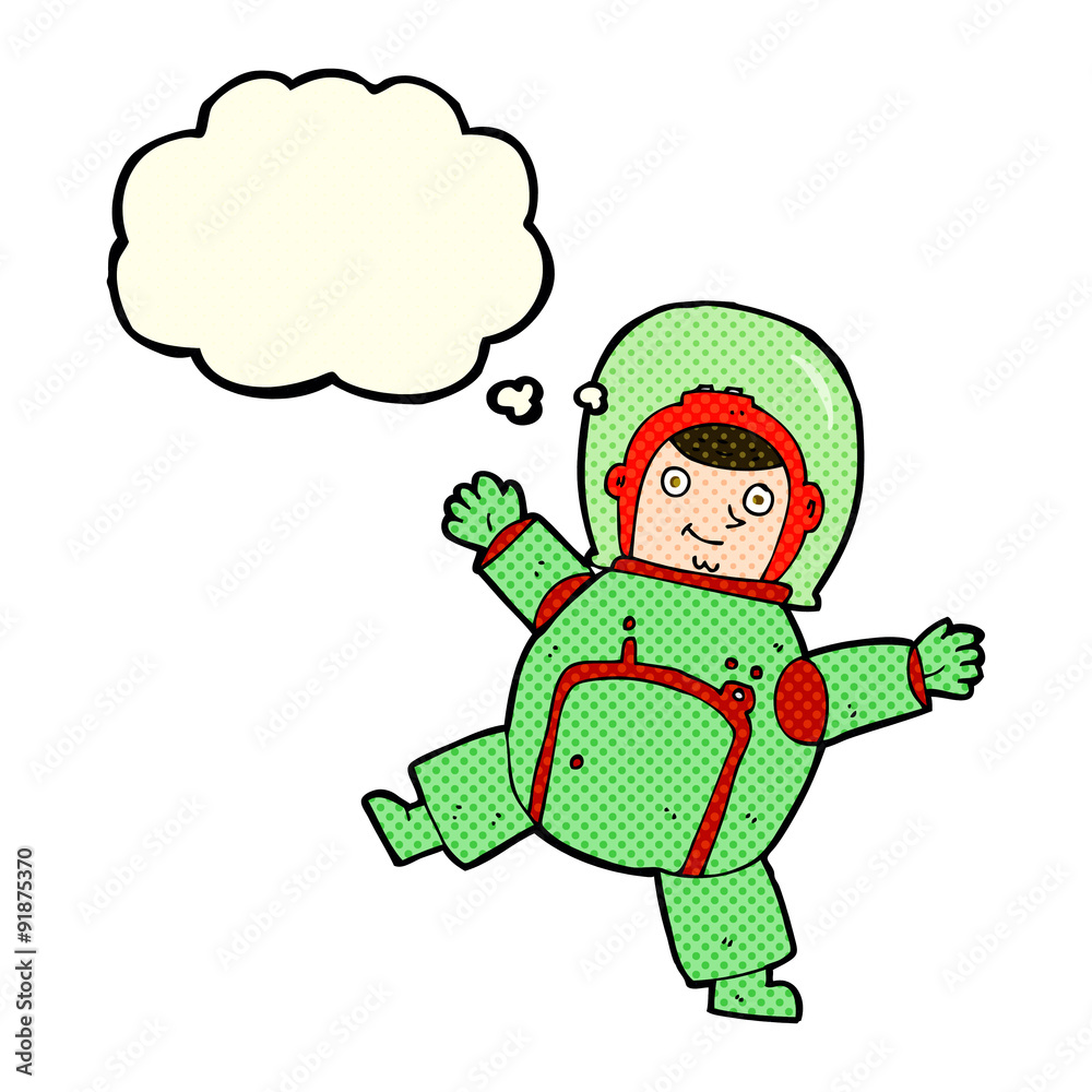 cartoon astronaut with thought bubble