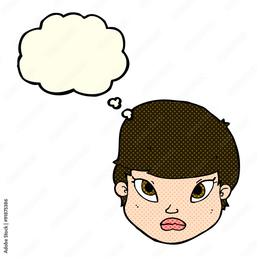 cartoon serious face with thought bubble cartoon serious face with thought bubble