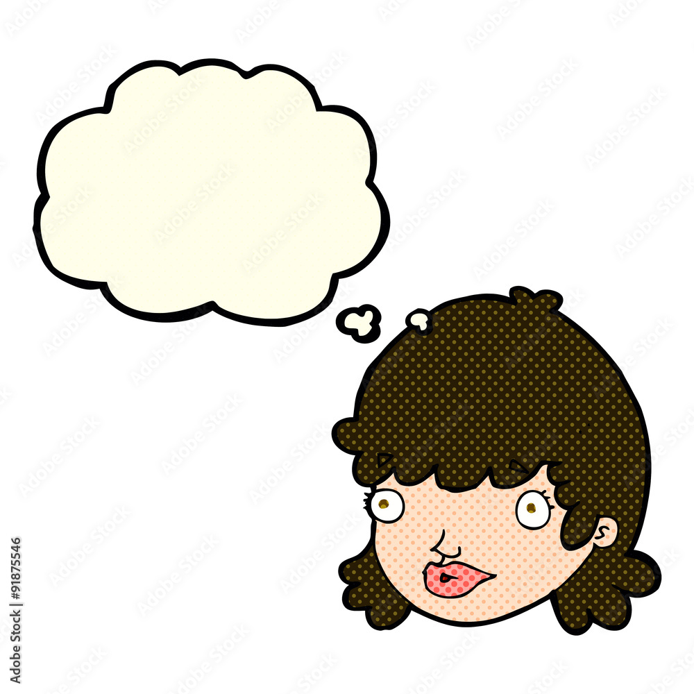 cartoon staring girl with thought bubble cartoon staring girl with thought bubble