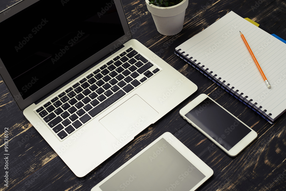 business workplace with laptop business workplace with laptop